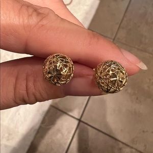 14k gold ball stud filigree earrings 10mm